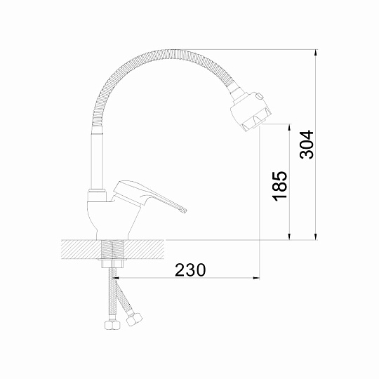 Смеситель для кухни, Gota Rocio, Flex, гибкий излив, с картриджем, хром, 232514-GOTA