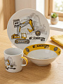 Набор посуды керамика, 3 шт, Экскаватор, тарелка 17.5 см, салатник 15 см, кружка 230 мл, Daniks - фото 2