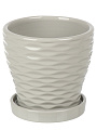 Горшок керамика, 0.55 л, 11х11х10.5 см, с подставкой, серый, Эллипс, Fdtc3 - фото 3