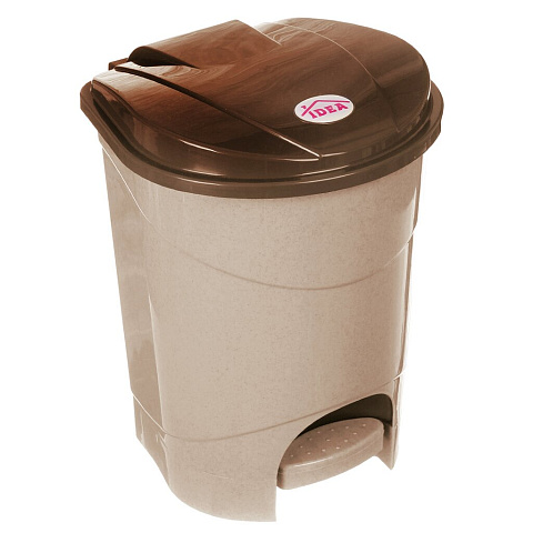 Контейнер для мусора пластик, 7 л, квадратный, педаль, бежевый мрамор, Idea, М2890