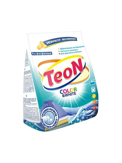 Стиральный порошок Teon, 0.35 кг, ручной + автомат, универсальный, Color &amp; White