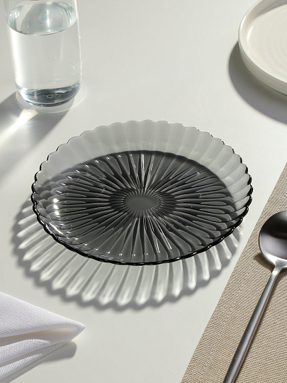 Тарелка десертная, стекло, 19.6 см, круглая, Магия, ОСЗ, С2435, графит