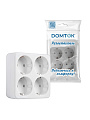 Разветвитель 4 гнезда, с заземлением, прямоугольный, 16 А, 250 В, 3500 Вт, Domtok, 2661
