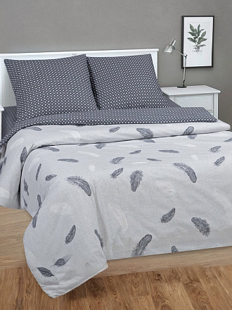 Постельное белье евро, простыня 180х200 см, 2 наволочки 70х70 см, пододеяльник 200х215 см, простыня на резинке, АртПостель, поплин, Феникс