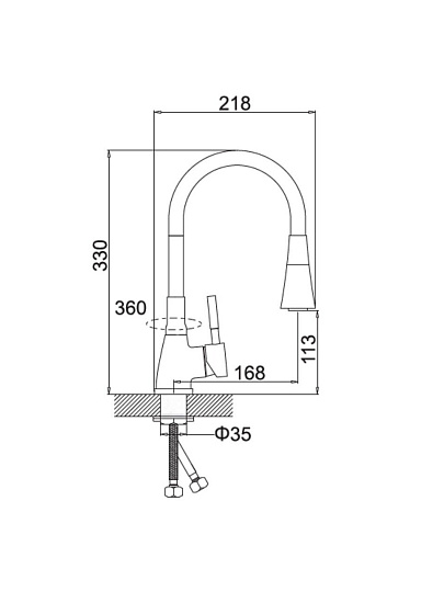 Смеситель для кухни, Aqwin, гибкий излив, с картриджем, графит, A36284-19