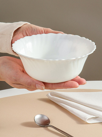 Салатник стеклокерамика, круглый, 15х5 см, 415 мл, Белый, Daniks, 223767, белый