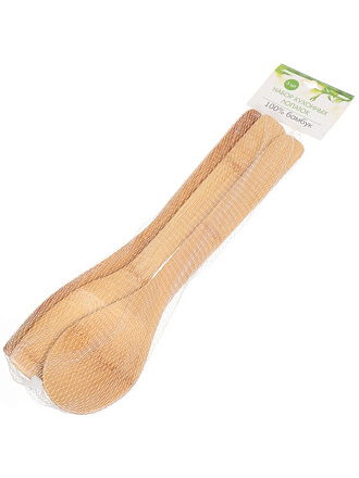 Набор кухонных принадлежностей 3 предмета, бамбук, C10-A268, ложка, вилка, лопатка
