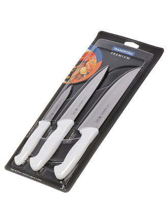 Набор ножей 3 предмета, 10, 15, 17.5 см, нержавеющая сталь, рукоятка пластик, Tramontina, Premium, 24499/811-TR