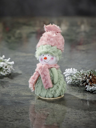 Фигурка декоративная Снеговик, 15 см, мятно-розоовая, Y4-8441