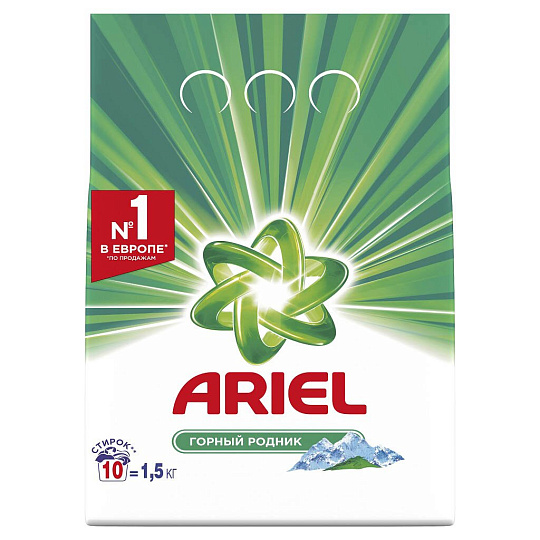 Стиральный порошок Ariel, 1.5 кг, автомат, для белого белья, Горный родник