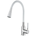 Смеситель для кухни, Ledeme, гибкий излив, с картриджем, белый/хром, L4199-3