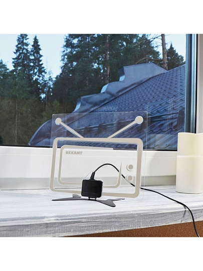 Антенна телевизионная комнатная, 32 дБ, 2 м, Rexant, Активная Ag-719, цифровое DVB-T2/аналоговое ТВ, питание от USB