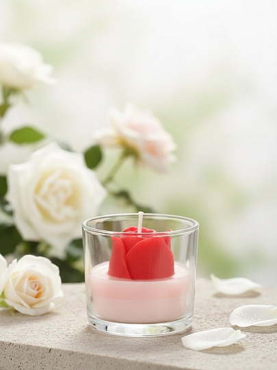 Свеча ароматическая, 5.5х6 см, в ассортименте, Kukina Raffinata, Роза, 400294