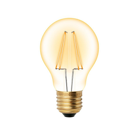 Лампа светодиодная E27, 6 Вт, 50 Вт, 220-250 В, груша, нитевидная, свет теплый белый, Uniel, Vintage, золотистая колба