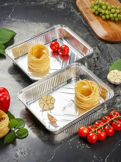 Форма для запекания алюминий, 2 шт, 22.5х17.5х3.5 см, 1.1 л, прямоугольная, Daniks, SP(RF)29L