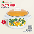 Кастрюля эмалированная сталь, 2 л, крышка сталь, СтальЭмаль, Грушевый сад, 6RD161M, белоснежная - фото 6