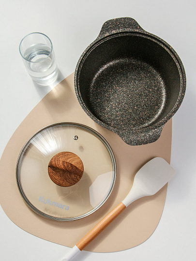 Кастрюля алюминий, антипригарное покрытие, 2 л, крышка стекло, Kukmara, Granit Ultra Induction original, кгои23а, индукция