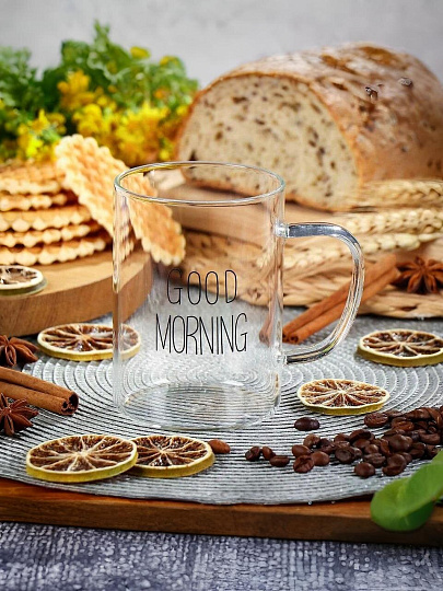 Кружка стекло, 400 мл, Доброе утро, Y4-5387