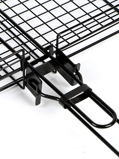 Решетка барбекю 400х300х70 мм, Гурман, хром, нержавеющая сталь, антипригарное покрытие, рукоятка дерево, складная, 11100107-1(40-30)