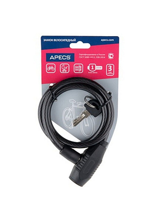 Замок велосипедный тросовый, Apecs, PD-81-80, 800 мм