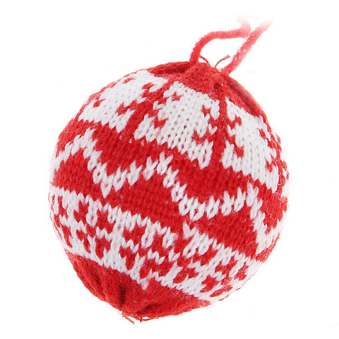 Елочный шар Monte Christmas, Вязаный узор с оленями, бело-красный, 6 см, упаковка пакет, N6351010