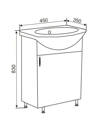 Тумба Doratiz, Эко, 45 см, 1 дверь, Уют 45, 9912.022