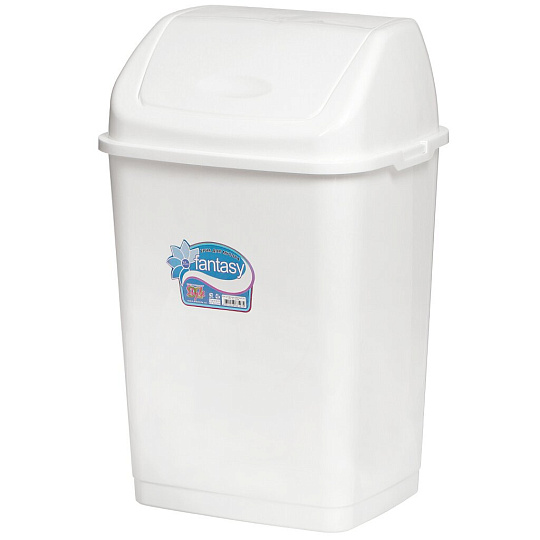 Мусорный контейнер, 35 л, с подвесной крышкой Dunya Plastik Sympaty 09704 белый