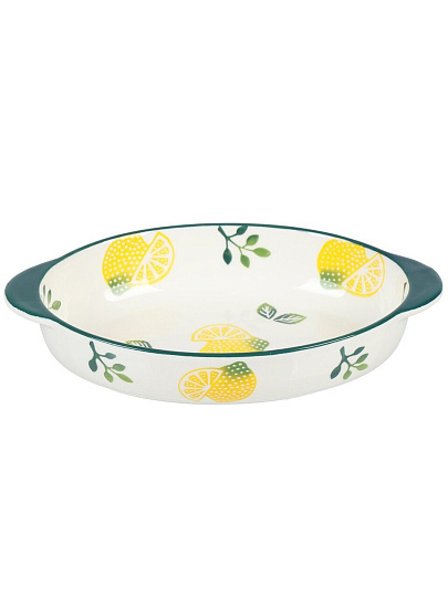 Форма для запекания керамика, 23х13.5х4.5 см, 0.5 л, овальная, Лимон, Y6-10221