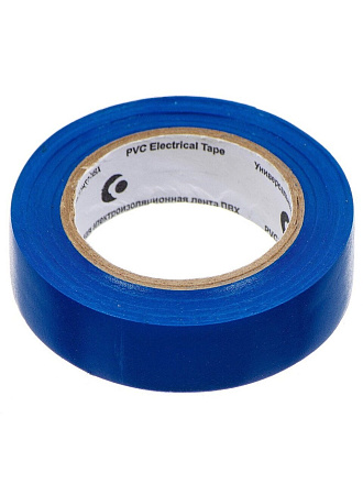 Изолента ПВХ, 15 мм, 150 мкм, синяя, 10 м, индивидуальная упаковка, Bartex