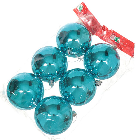Елочный шар 6 шт, голубой, 8 см, пластик, SYCBF817-430 B