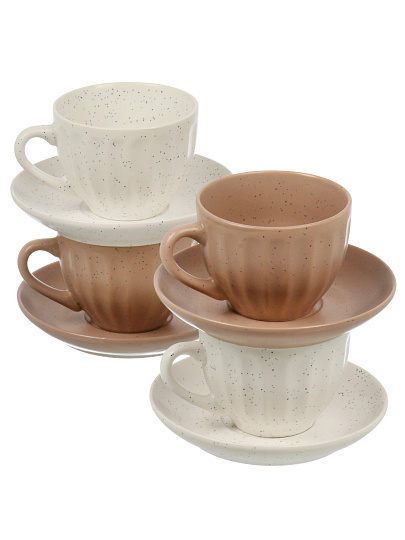 Набор чайный керам, 8 пр, 4 перс, 240 мл, Latte, Ф11-060К/8, мет.подставка