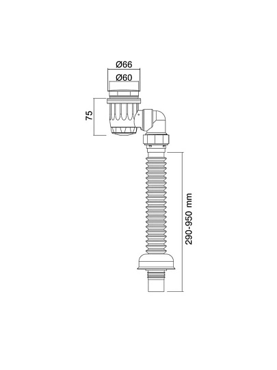 Сифон для мойки, 66х40, полипропилен, с выпуском, клик-клак, Orio, Nordform, Д-6331Т