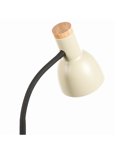 Светильник напольный E27, 40 Вт, бежевый, молочный, Camelion, KD-435F C01, 15576, металл + деревянный декор