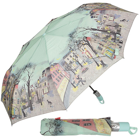 Зонт для женщин, суперавтомат, 3 сложения, RainDrops, полиэстер, в ассортименте, 733825C/29815N/R