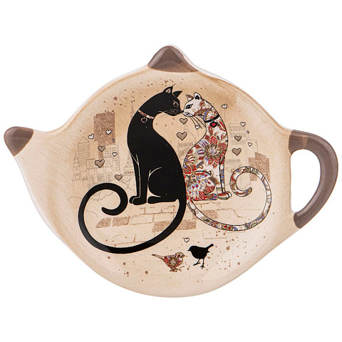 Подставка под чайные пакетики "Парижские коты" 12x9,5x1,5 см, 358-1738