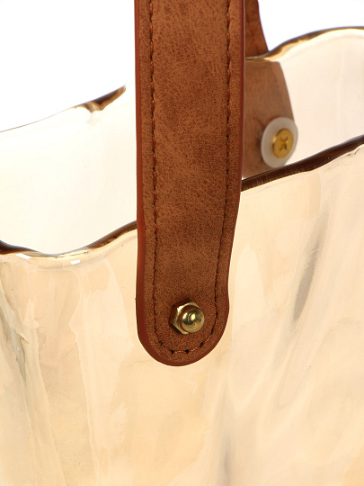 Ваза стекло, настольная, 18х11х19 см, Сумочка, медов, ручка экокожа, Y4-11051