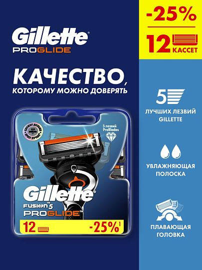 Сменные кассеты для бритв Gillette, Fusion ProGlide, для мужчин, 12 шт