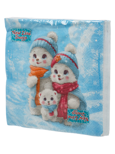 Салфетки бумажные New Line, Design Медвежата, 20 шт, 3 слоя, 33х33 см