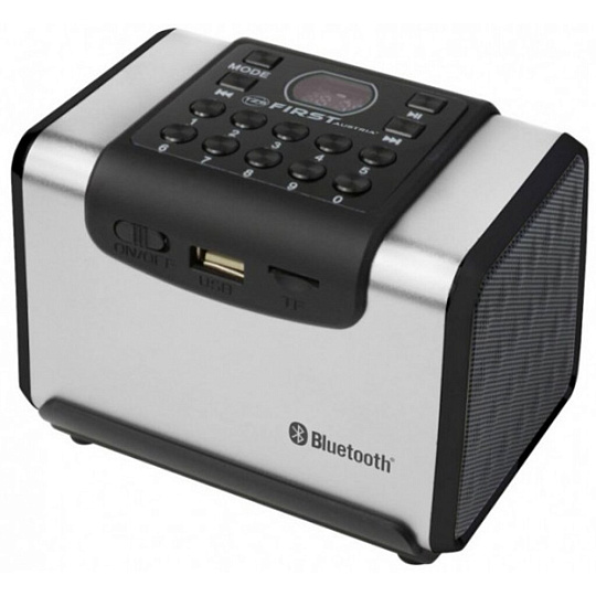 Акустическая система First, FA-1920-1-BA, выход AUX, USB, слот для карты, Bluetooth, черный, серебристая