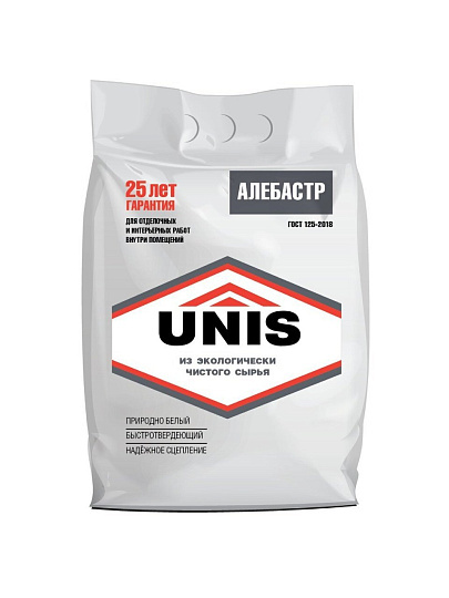 Алебастр белый, п/э, Unis, 5 кг