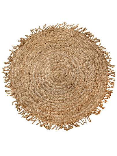 Коврик интерьерный 0.8х0.8 м, круглый, бежевый, эко, джутовый, кисть, 30387