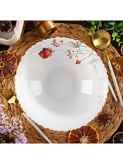 Салатник стеклокерамика, круглый, 24х6.5 см, 1500 мл, низкий, Вероника, Daniks, LHDW95/220303