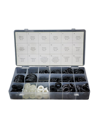 Набор прокладок сантехнических 405 шт, 405 прокладок и колец, 18 видов, СантехКреп, Сантехник №3, 2.7.3