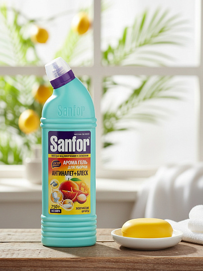Чистящее средство для сантехники, Sanfor, Экзотические фрукты, гель, 750 г