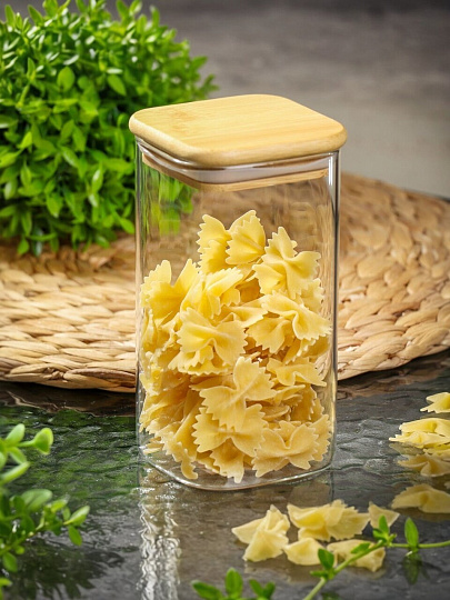 Банка для сыпучих продуктов, стекло, 0.8 л, 8х15.5 см, с крышкой, Daniks, Квадрато, STF80150