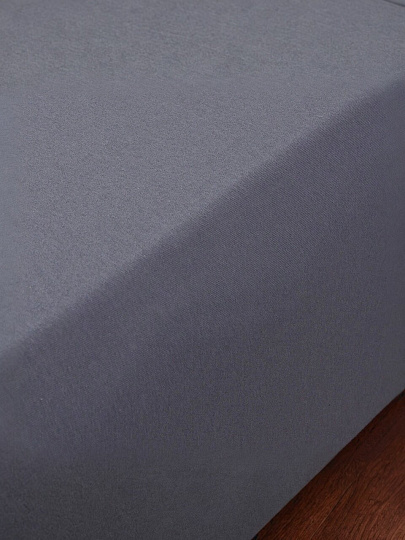Простыня 1.5-спальная, 140х200х20 см, 100% хлопок, трикотаж, 120 г/м2, на резинке, Silvano, Графит, ПТр140*200