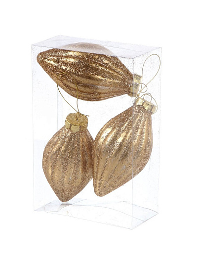 Елочное украшение Капли, 3 шт, золото, 12 см, полимер, Y4-9395