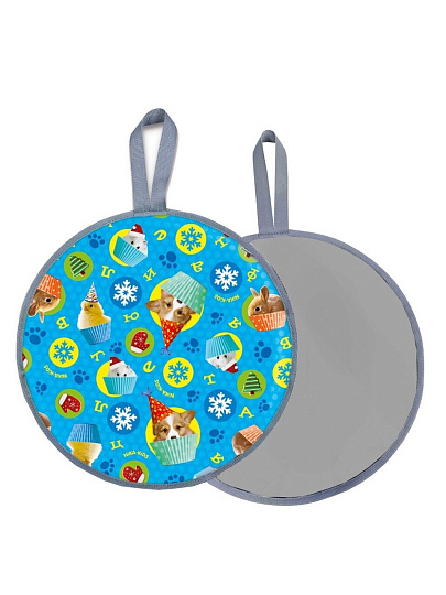 Ледянка ткань, круглая, 45 см, наполнитель порилекс, ручка, Nika, Пушистая азбука, Л45/ПА2