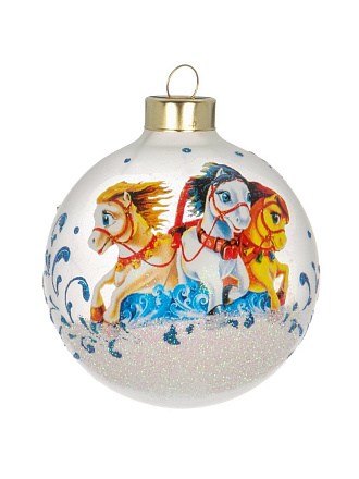 Елочное украшение Evis, Шар Тройка-02, 8 см, стекло, 16 2026 002 08