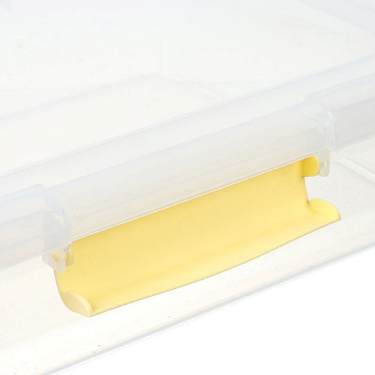 Ящик для хранения, 5 л, 37х27.4х9.5 см, с крышкой, прозрачный с защелками, желтый, серый, BranQ, Laconic mini, BQ2511